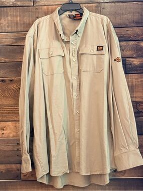 Men’s CAT Flame Resistant Button Up Work Shirt